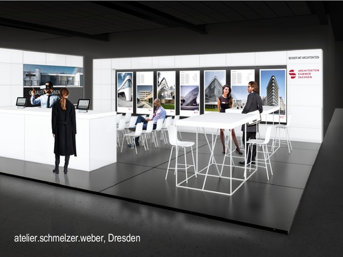 Messestand der Architektenkammer Sachsen-  Realisierungswettbewerb in Anlehnung an RPW 2013   